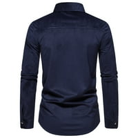 Muški gumb gore Bluze dugih rukava Čvrsta boja rever Slim Fit majica Radni ured The Trendy casual bluze