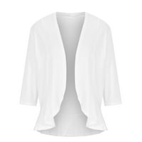 Drpglely majice za žene Cardigan kratke rukave otvoreni prednji lagani kardigan draped ruffles pleteni kardigan bijeli xl
