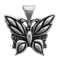 Sterling Silver 18 BO lanac mali detaljni leptir privjesak ogrlicu