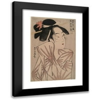 Chokosai Eisho crna moderna uokvirena muzejska umjetnička ispisa pod nazivom - Kasugano od Saše-ya;