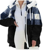 Outfmvch Hoodies za žene za šivanje džepa pulover dukserice, tople umjetne vune džepove jakna od pokupljanja