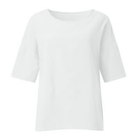 PBNBP pamučne majice za pamučne pamučne majice za žene casual solid color Crewneck bluze labavi FIT