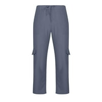 DXHMONEYH MENS casual posteljina hlače labave stane lagane hlače s laganim hlačama elastična struka