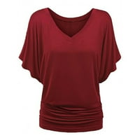 Lyylayray bluza za žene Žene Modni ljetni rukav Ležerne prilike od punog majica za bluzu vino XXL