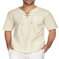 Niuer Muške osnovne bluze s kratkim rukavima Muškarci Labavi fit pulover Pulover Pulo boja Pocket plaže
