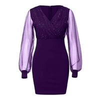 Haljine Labakihah za žene Žene Modni šljokice New Ljeto Crno Retro Elegantna party Club Haljina Purple XL