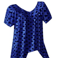 Žene plus veličine Casual Dot V izrez Daily Dnevno kratki rukav majica Bluza Plava L