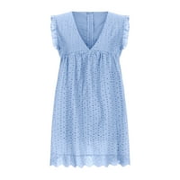Allith Maxi, Ležerne haljine za žene, ljeto, plavo, moda Žene Solid Ljeto bez rukava V-izrez Ležerne