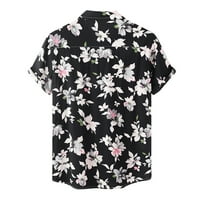 Velika majica Plain košulja Okrenite košulju ogrlice Muška Ležerna Havaii cvjetna košulja s kratkim