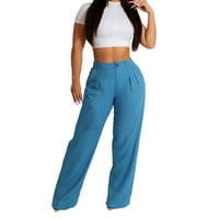 Ženske posteljine pamučne ležerne hlače Ljetne prozračne ravnotežne pantalone pamučne pantalone plave