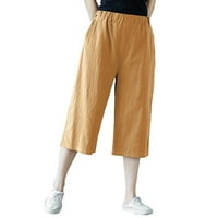 Ženske hlače Čvrsti povremeni džep široka noga elastična struka labave kantalone hlače za žene