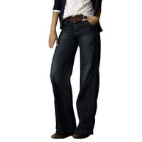 Wozhidase Jeans za žene Ženske retro modne ležerne ravne noge široke noge traperice široke pantalone