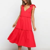 Ženska haljina za sunčanje od pune boje haljina Ljetna remena haljina linija midi haljina hot6sl21115393