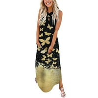 Aoksee Women Boho Baggy Long Maxi haljina casual bez rukava Criss Cross Laose Party Beach Sundress Haljina
