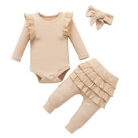 BABY Girl's Frill s dugim rukavima i pantnim rukama, novorođenče, dječja dječja odjeća za djecu set