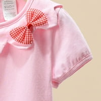 Petort Girls Tops trendi ljetne djevojke Ljeto Print Kratki rukav okrugli vrat usjev na vrhu majice ružičaste, 100