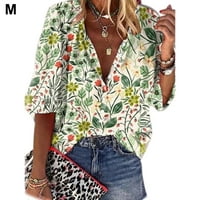 Ženska majica V-izrez cvjetni print kratkih rukava plus veličina ženska majica TOP za casual Travel