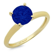 1.5ct okrugli rez simulirani plavi safir 14k žuti zlatni godišnjički zaručnički prsten veličine 3.5