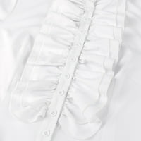 Nova viktorijanska bluza Vintage Steampunk Dugme košulja Gothic Ruffle rukave Top Bijeli XXL