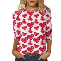 Ženska modna majica za Valentinovo zapisane majice ruševi okrugli vrat casual tops tietoc