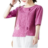 Sanviglor Women The Tee Poluove majica Cvjetni print majica Split Pulover Holiday Tunika Bluza Rose