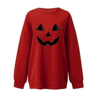 Ženska smiješna Halloween bundeve lica sa dukserom Slouchy vještica majica dugih rukava pulover na vrhu