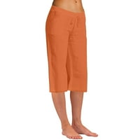 Žene Modni čvrsti boju Pamuk Fla elastične duge hlače Plaža Slobodne pantalone Duljine žetve hlače narandžasto