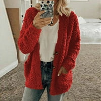 Žene vrhovi zimski kaputi za žene moda plus veličina casual plišani džepovi džemper na gornjem odjećnju