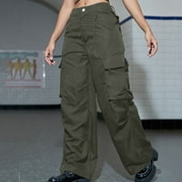 Ženske baggy teretni hlače visoke struk ravne široke noge jogger casual trendi y2k pantalone sa džepovima