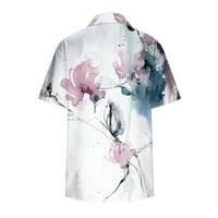 Yyeselk šifonske bluze za žene seksi V-izrez Roll up manžetne kratkih rukava Romantične cvjetne tiskane