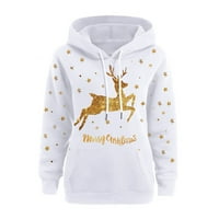 Prometna dukserica za žene Pocket DrawString pulover vrhove Božićne slatke jelena Grafički print dugih