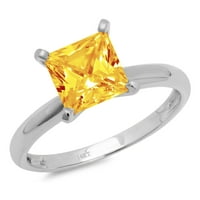 1.5ct princeza rezan žuti prirodni citrinski 18k bijeli zlatni angažman prsten veličine 9.25