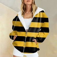 Dukseve Knosfes Plus za žene plus veličine Jesen Y2K jakne Striped sa labavim plusom Dukseri Y2K Zip