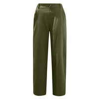 Žene Casual Solid Color džepovi gumbi Elastični struk Udobne ravne hlače