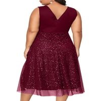 Hanerdun Women plus veličina haljina ženska zabava haljina bez rukava crvena 4x