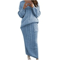 Plus veličine dva odjeća za džemper za žene dugih rukava kabela pletene džempere sa sikim suktnima
