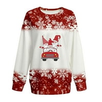 Tri Xmas Gnomes u automobilu Print Duge rukav pulover Dukseve za žene Ležerne prilike Christmas GRAFIC