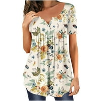 Plus veličina moda za žene grafičke majice za žene cvjetne tiske tunike vrhovi ljetne majice kratkih
