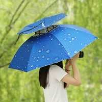 DCENTA Dvostruki sloj kišobran šešir žene muškarci sklopivi sunčanu kišu s podesivim glavom za ribolov