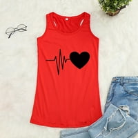 Slive košulje za žene bez rukava na vrhu ljubavi Ljubav srca Vintage ljetna majica na plaži Ležerne