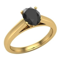 Black Diamond zaručni prsten za žene Solitaire Oval 14K Gold Carat