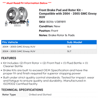Prednja kočna ploča i rotor komplet - kompatibilan sa - GMC envoy xuv