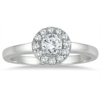 Ženski karat TW Diamond Halo zaručni prsten u 10k bijelo zlato