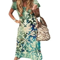 Glonme dame V izrez Casual Maxi haljine Havajska zabava Summer Beach Sendress Short rukava za odmor