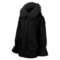 Ženski zimski kaputi podstavljeni kaputić sa kapuljačom plus veličina kaputa sa džepovima