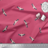 Soimoi ružičasti poliester crep tkanina leteća roda ptica otisnuta tkaninom širom