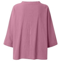 Turilly Plus size Ženske košulje Top rukava modna tiskana ženska majica s majicom od pamučne ploče V-izrez