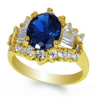 Dame 14k žuto zlato 3.0ct ovalna plava CZ Prekrasna luksuzna prstena veličine 5-10