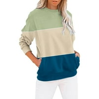 Košulje Top za ženske patchwork tiskane majice Žene dugih rukava Okrugli vrat Ležerne prilike Labavi