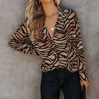 Cleariance žensko dugme Dole Leopard tiskane jakne za blejzerske jakne dugih rukava Vintage Solid Boja